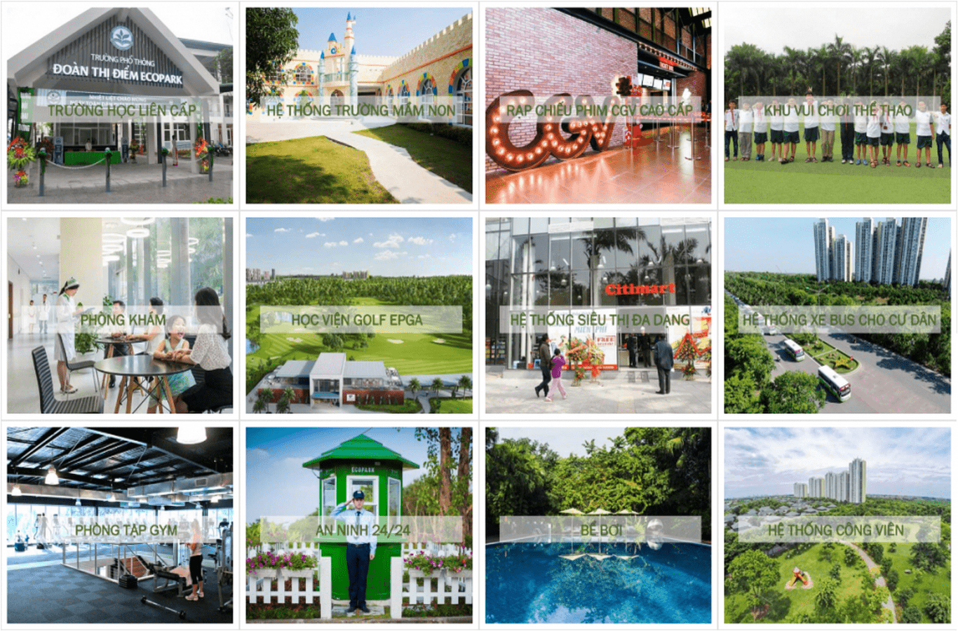 Tiện ích đầy đủ tại KĐT Ecopark