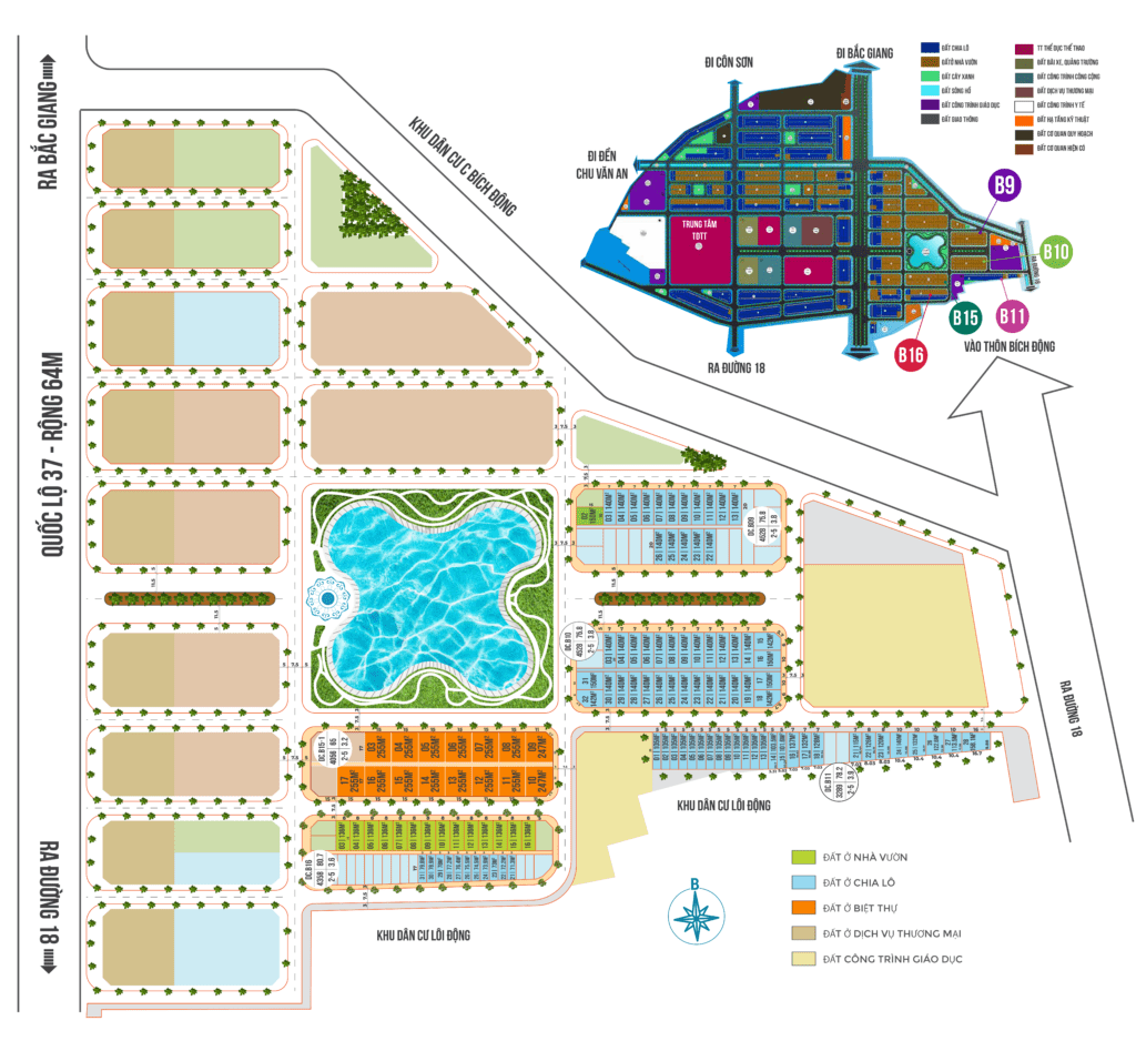 Mặt bằng các phân khu và tiện ích dự án Chí Linh Palm City
