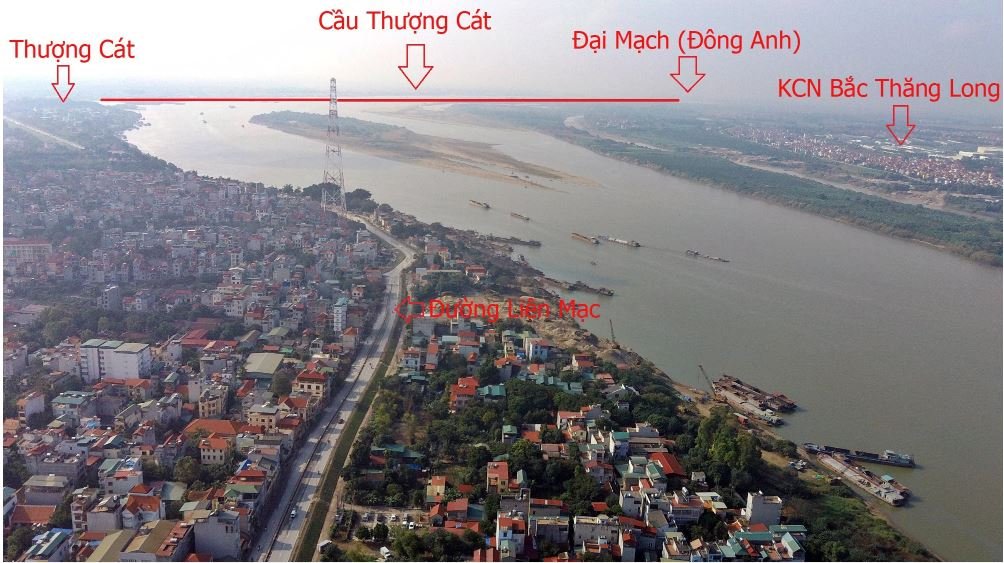 Cầu Thượng nằm trên địa bàn xã Thượng Cát và Đại Mạch