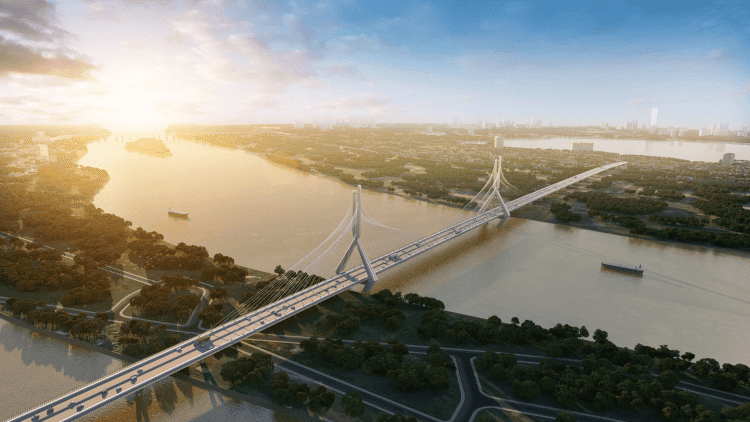 Cầu Tứ Liên khi hoàn thiện sẽ giảm tải mật độ giao thông cho khu vực 