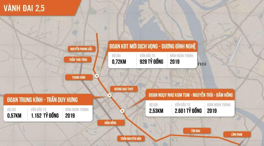 Bản đồ quy hoạch đường vành đai 2.5
