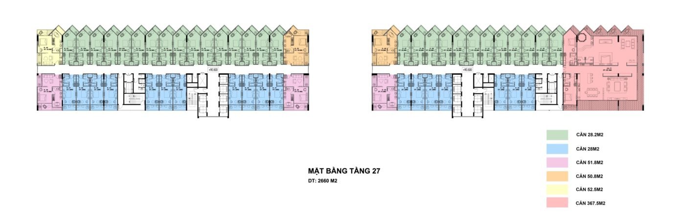 Mặt bằng tầng 27 dự án Dolce Penisola
