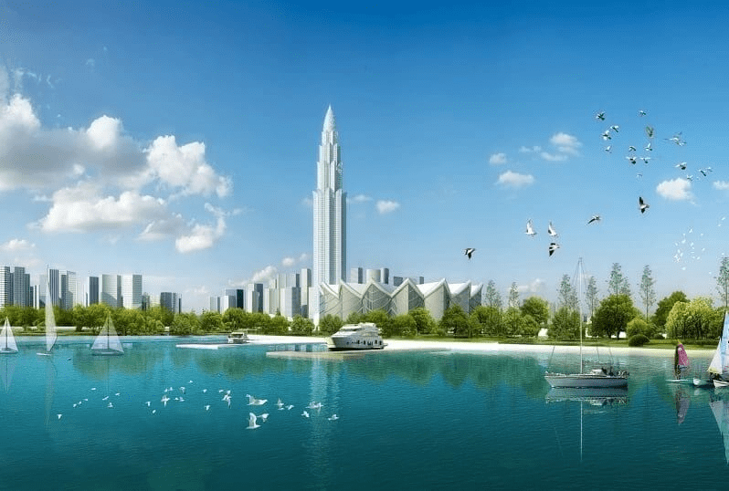 Tòa tháp tài chính Phương Trạch cao 108 tầng nằm tại thôn Phương Trạch