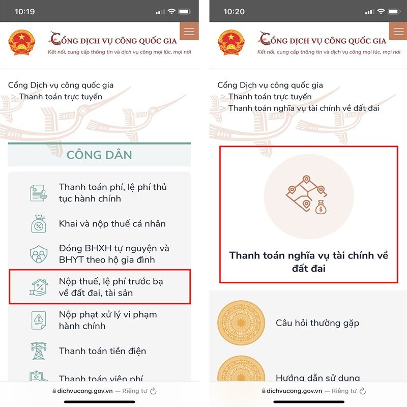 Chọn thanh toán nghĩa vụ tài chính về đất đai