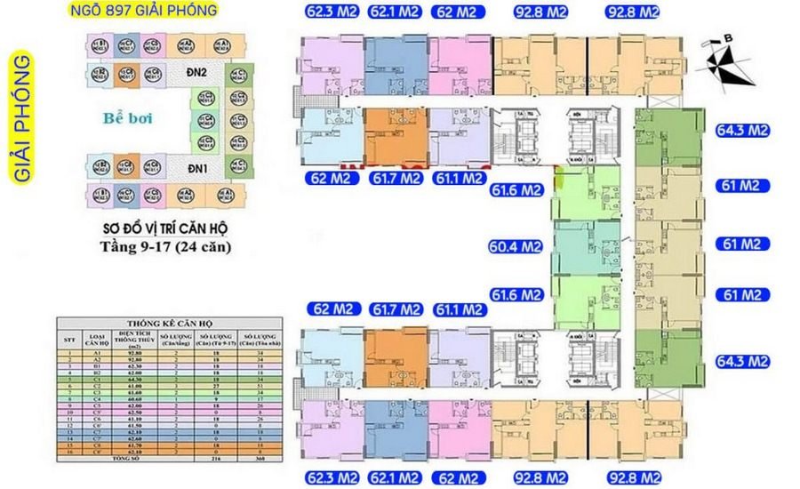 Mặt bằng điển hình tầng 10 - 18