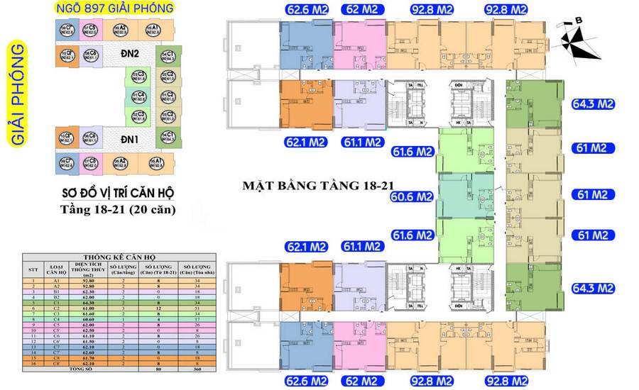 Mặt bằng điển hình tầng 19 - 21