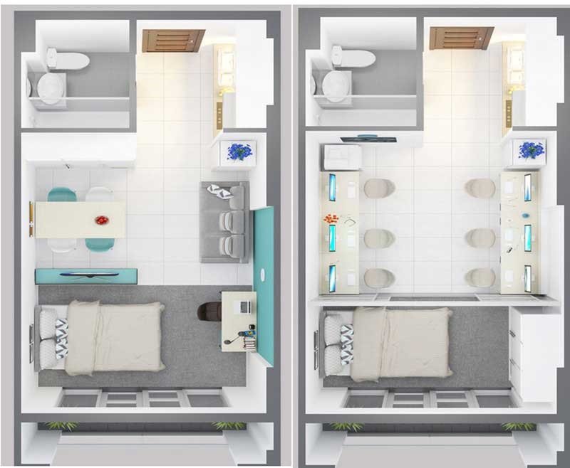 Mẫu thiết kế căn hộ Officetel 1