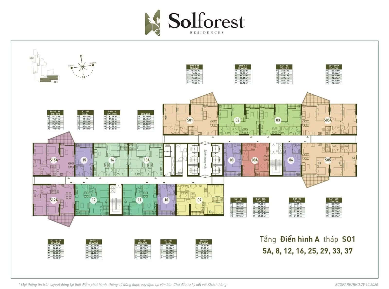 Tầng điển hình A chung cư Solforest