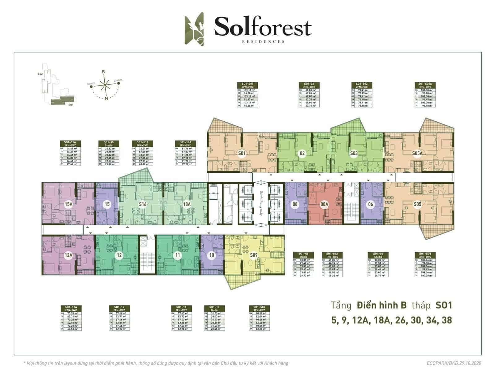 Tầng điển hình B chung cư Solforest