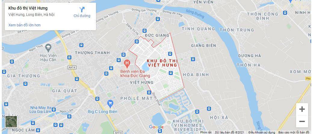 Địa chỉ Khu đô thị Việt Hưng trên Google Map