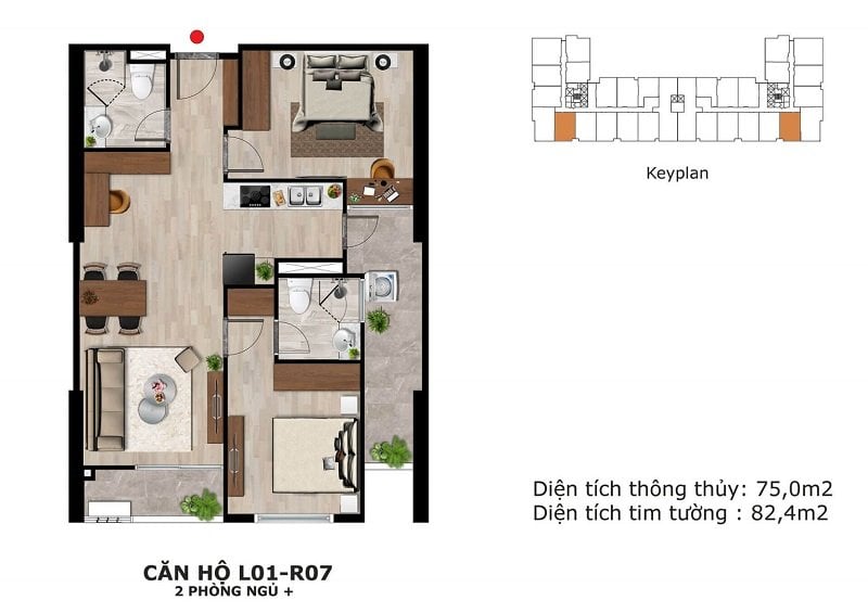 Thiết kế căn hộ 3 phòng ngủ tại Eden Garden Thái Bình